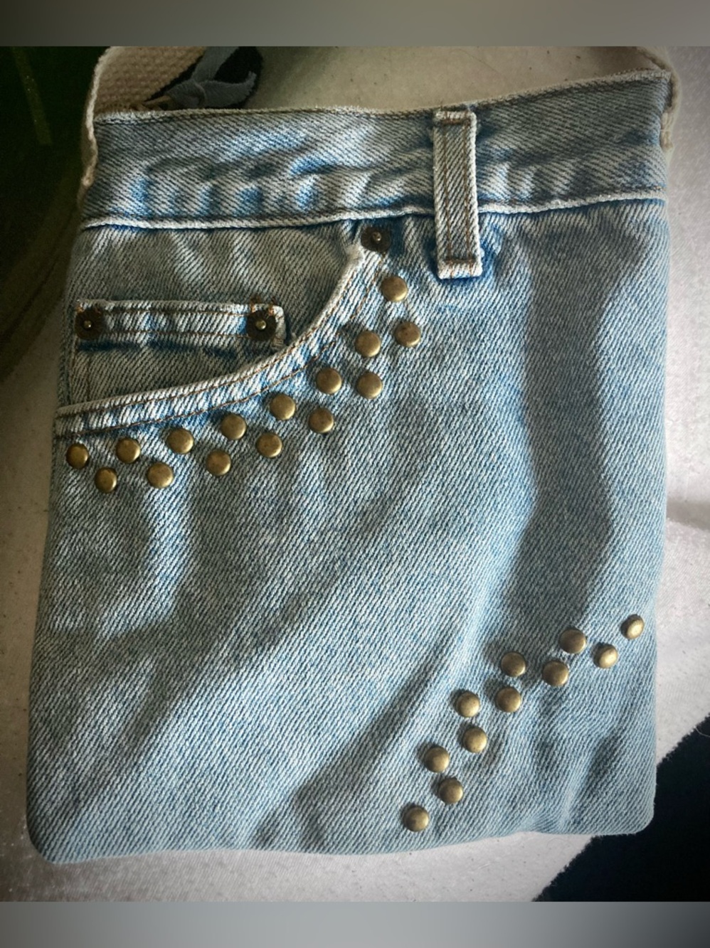 Handmade Denim Purse with Metal Studs